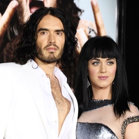 Russell Brand and singer Katy Perry attend the premiere of "Get Him To The Greek" at The Greek Theatre on May 25, 2010 in Los Angeles, California. 